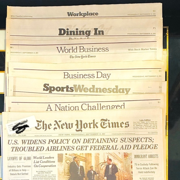 9/19/2001 edition NYT - Picture 3 of 7